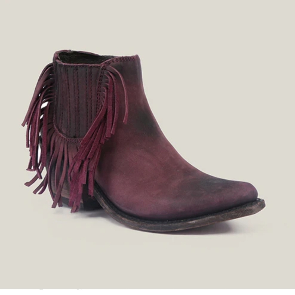 Liberty Black Fringe Dark Red Booties New in Box
